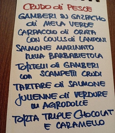 Menù crudo di pesce